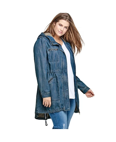 ellos Women's Hooded Anorak Denim Jacket