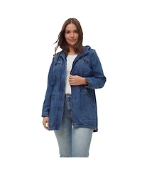 ellos Women's Hooded Anorak Denim Jacket