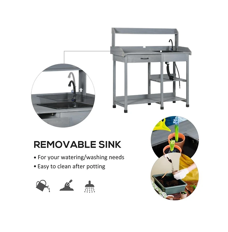 Slickblue Practical Garden Workbench with Open Storage for Outdoor Tasks