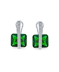 Bling Jewelry Set of 2 Art Deco Multicolor Square Cz Dangle Chandelier Earrings Silver Plated