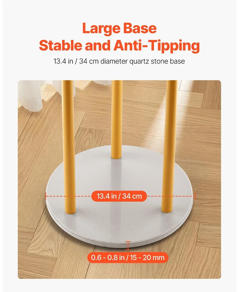 Slickblue Freestanding Coat Rack Stand with Quartz Stone Base and 9 Hooks