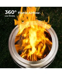 Cowsar Smokeless Fire Pit 3.0, 19" Outdoor Portable Wood-Burning Fire Pit with Detachable Ash Pan, Stainless Steel, Round Flame Hole, Carry Bag