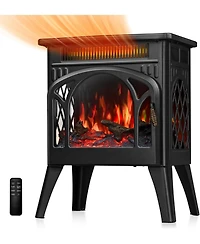 Cowsar Electric Fireplace Heater 17" , Different Flame Effects, Adjustable Brightness and Heating Mode, Overheating Safe Design