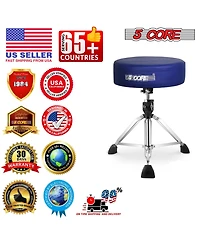 5 Core Drum Throne 4" Thick Padded Guitar Stool 441Lb Capacity 20-26" Adjustable Drummer Chair