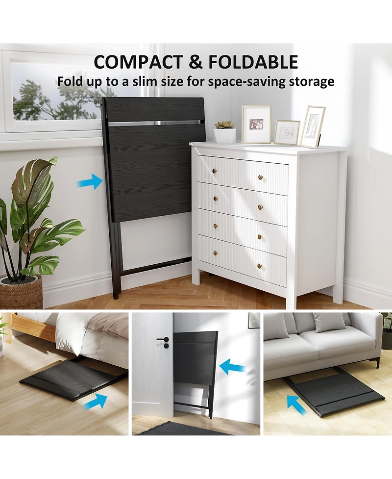 Homcom Small Folding Desk Foldable Computer with Monitor Shelf