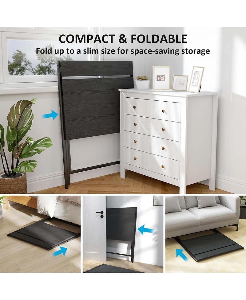 Homcom Small Folding Desk Foldable Computer with Monitor Shelf