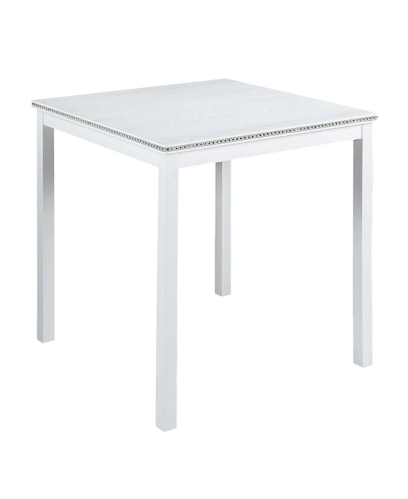 5-Piece Counter Height Dining Set with 4 Upholstered Chairs, 34.5" Square Table with Crystal Trim for Small Dining Room-Maison Boucle