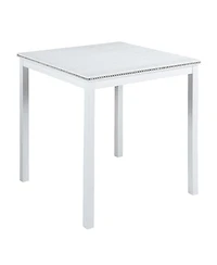 5-Piece Counter Height Dining Set with 4 Upholstered Chairs, 34.5" Square Table with Crystal Trim for Small Dining Room-Maison Boucle