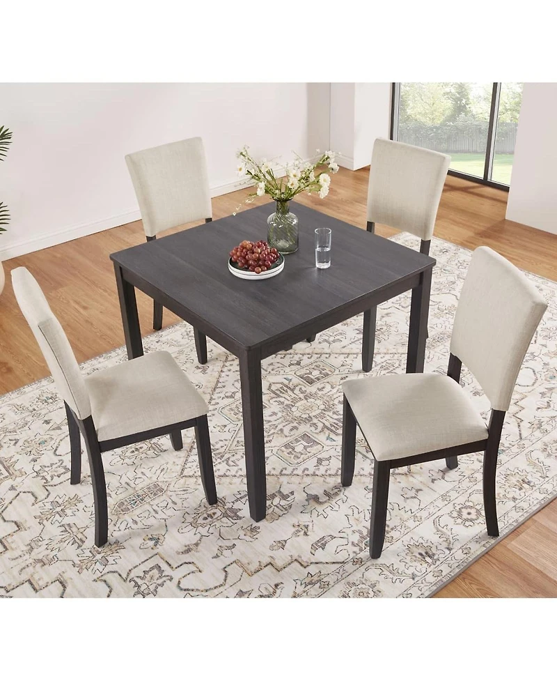 Maison Boucle 5-Piece Dining Table Set for 4, Small Kitchen Table and Chairs Set, Modern Wooden Dining Set for Apartment or Breakfast Nook-Maison Bouc