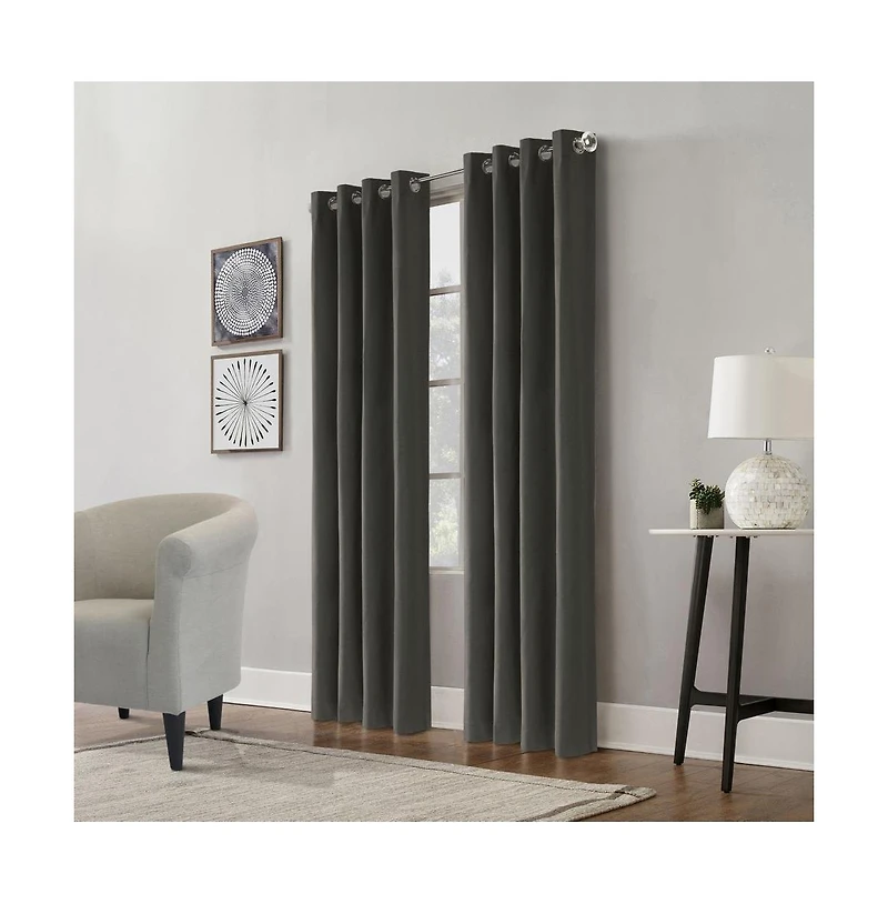 Thermaplus Edison Grommet Premium Quality Blackout Curtains Panel for Bedroom 52" x 108" Charcoal