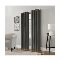 Thermaplus Edison Grommet Premium Quality Blackout Curtains Panel for Bedroom 52" x 108" Charcoal