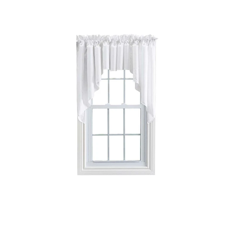 Ellis Curtain Stacey 3" Rod Pocket High Quality Fabric Solid Color Window Lined Swag Set 126"x63" White