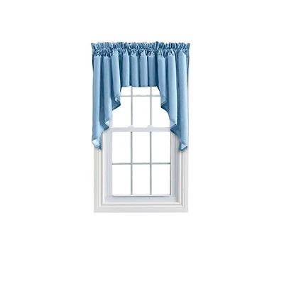 Ellis Stacey 3" Rod Pocket High Quality Fabric Solid Color Window Lined Swag Set 126"x63" Slate