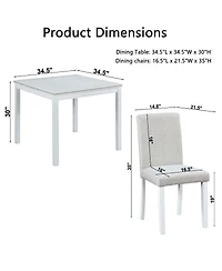 5-Piece Square Dining Table Set with 4 Upholstered Chairs, Crystal Trim Wood for Kitchen or Small Room-Maison Boucle