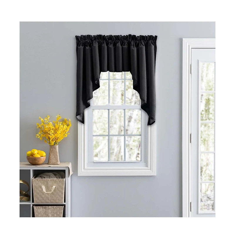 Ellis Stacey Solid Color Window 3" Rod Pocket High Quality Fabric Lined Swag Set 126"x63" Black