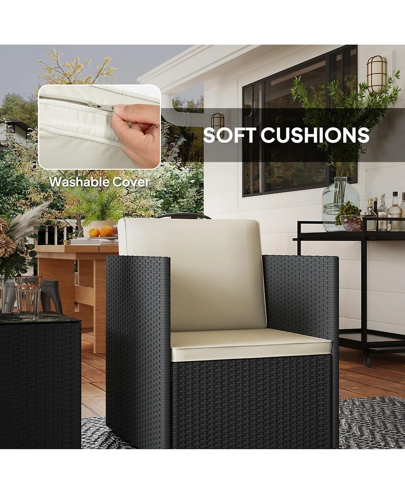 Outsunny 3 Piece Patio Furniture Set, Wicker Conversation Bistro Set