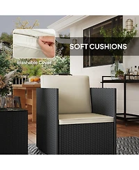 Outsunny 3 Piece Patio Furniture Set, Wicker Conversation Bistro Set