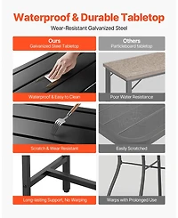 Slickblue Outdoor Bar Table with Waterproof Surface for Patio Dining