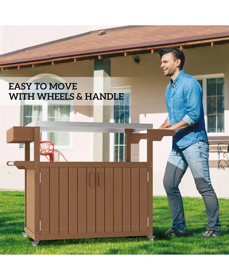 Slickblue Multi-Functional Camping Cart for Cooking, Dining, and Food Storage Outdoors