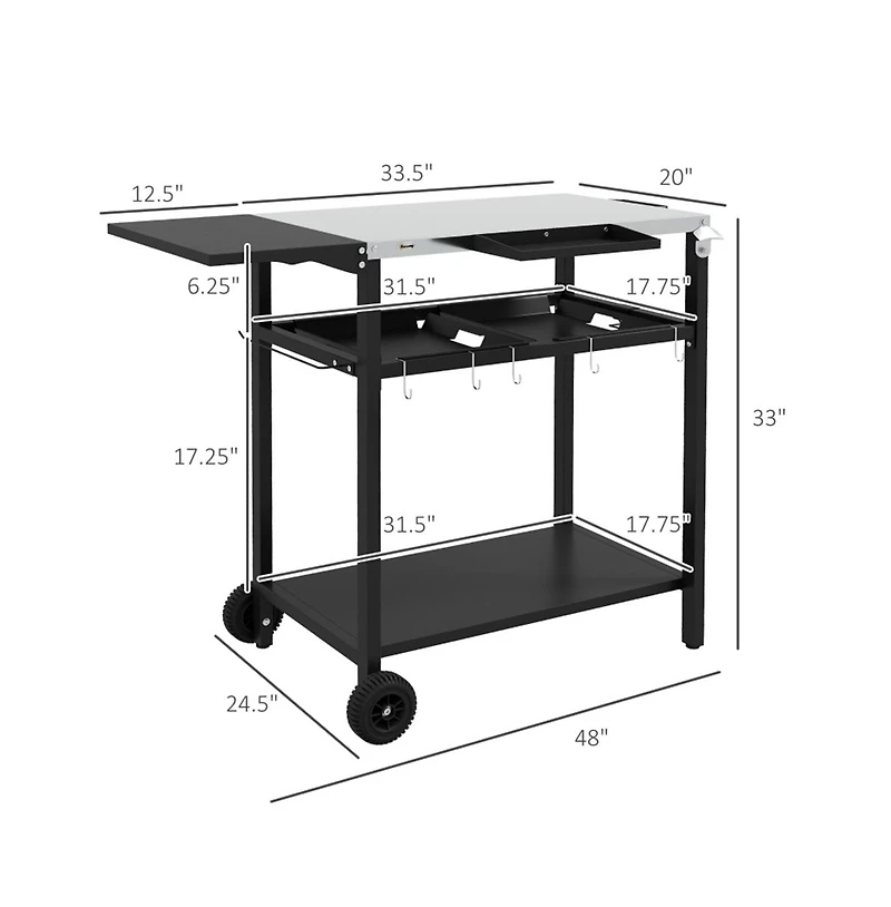 Slickblue All-in-One Outdoor Bar Cart and Grill Station for Patio or Backyard