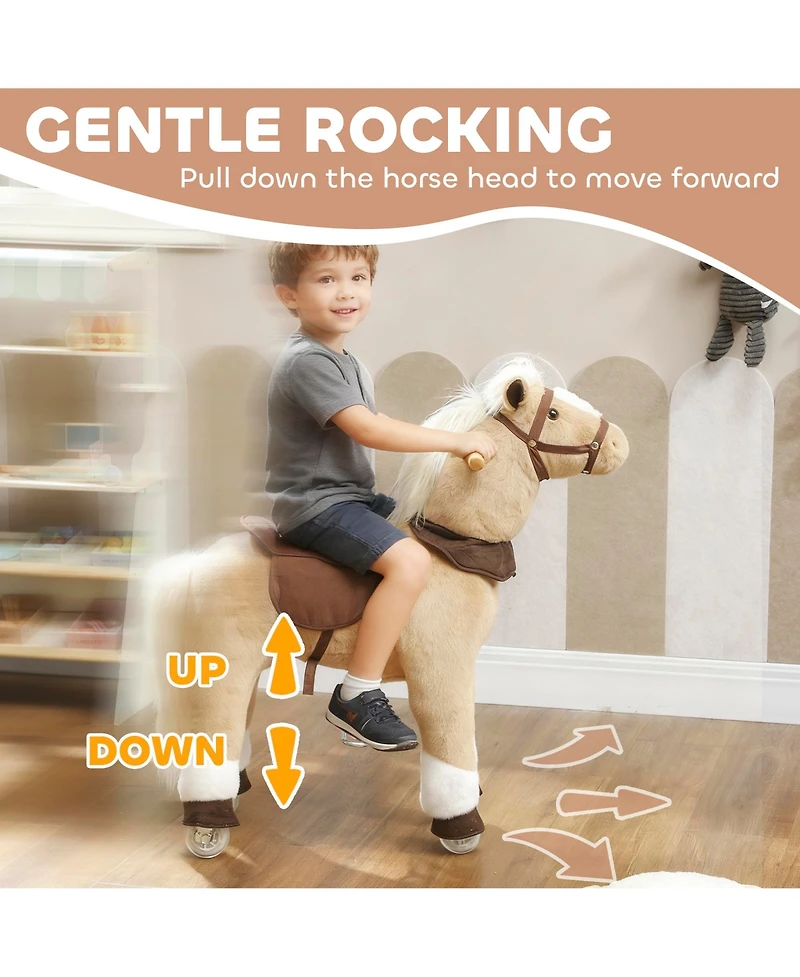 Qaba Ride on Horse for Kids 3-5 Years, 31.5 Inch Plush Riding Pony,