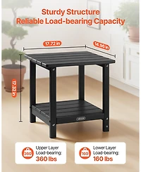 Slickblue 2-Tier Outdoor Side Table in Black Hdpe for Backyard or Indoor Use