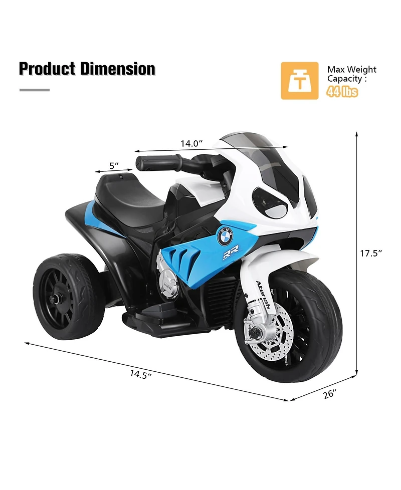 6V Kids 3 Wheels Riding Bmw Licensed Electric Motorcycle-Blue