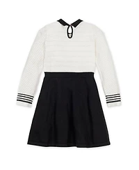 Hope & Henry Toddler Girls Organic Peter Pan Collar Sweater Dress with Bow