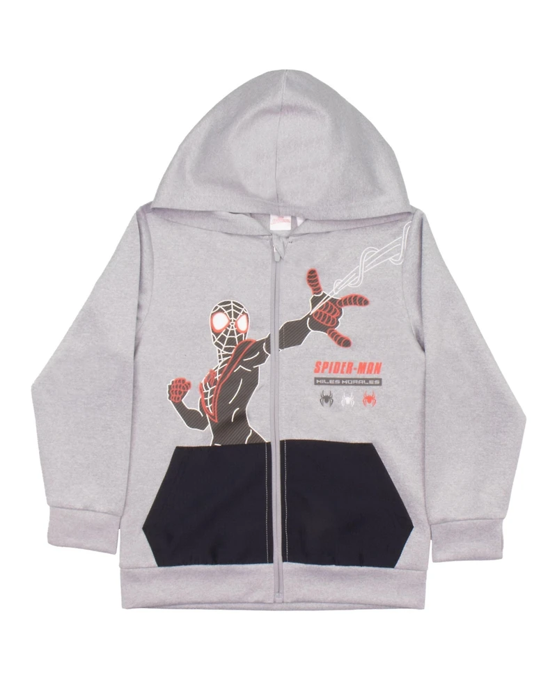 Miles Morales Boys 2-Piece Long Sleeve Sweatshirt Hoodie and Sweatpants Set