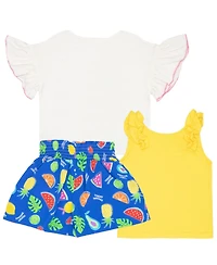 Tommy Bahama Girls 3 Piece Grpahic T-Shirt, Tank Top and Shorts Summer Set