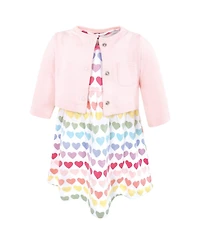 Hudson Baby Toddler Girls Cotton Dress and Cardigan Set