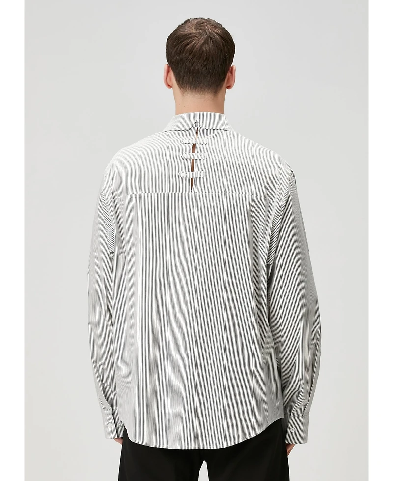 Pcfg Men's Striped Cotton-Blend Woven Relaxed-Fit Shirt