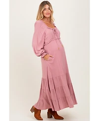 Pinkblush Maternity Motherhood Ruffled Fit-and-Flare Maxi Dress