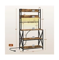 Yaheetech 5-Tier Engineered Wood and Metal Baker s Rack with Power Outlets