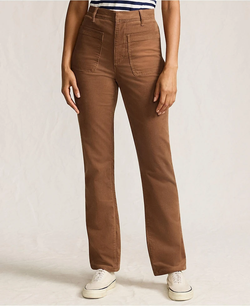Lands' End Petite Corduroy High Rise Rail Straight Leg Pants
