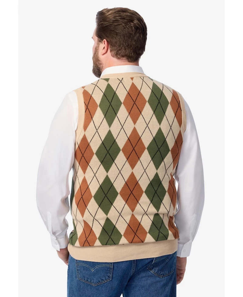 KingSize Big & Tall V-Neck Argyle Sweater Vest