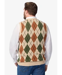 KingSize Big & Tall V-Neck Argyle Sweater Vest