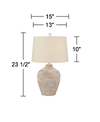 Regency Hill Alese 23 1/2" High Textured Dot Jug Farmhouse Rustic Accent Table Lamps Set of 2 Beige Light Earth Finish Living Room