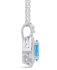 Macy's Gemstone and Diamond Halo Pendant Necklace (1/5 ct. t.w.) 10k White Gold (also Yellow Gold)
