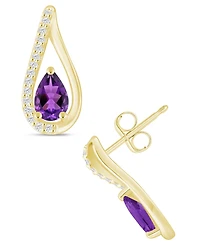 Macy's Gemstone and Diamond Earrings (1/6 ct. t.w.) 10k White Gold (also Yellow Gold)