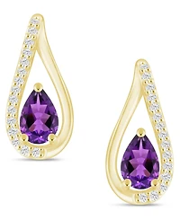 Macy's Gemstone and Diamond Earrings (1/6 ct. t.w.) 10k White Gold (also Yellow Gold)