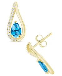 Macy's Gemstone and Diamond Earrings (1/6 ct. t.w.) 10k White Gold (also Yellow Gold)