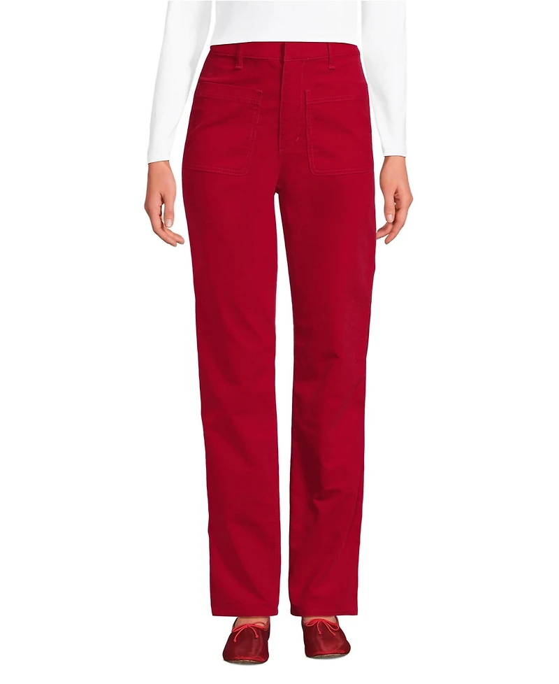 Lands' End Petite Corduroy High Rise Rail Straight Leg Pants