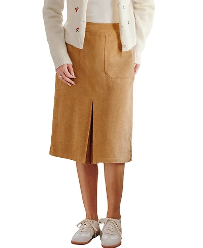 Cupshe Women's Corduroy A Line Midi Skirt with Pockets