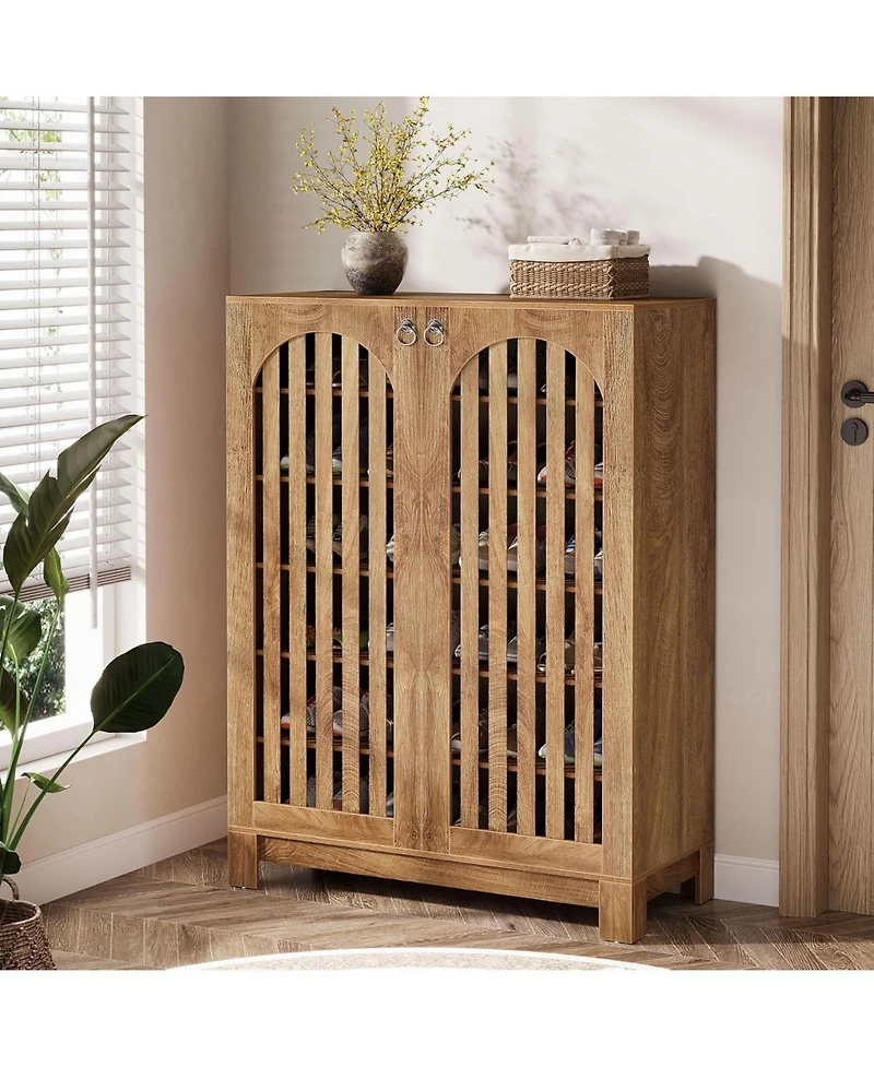 Tribesigns Shoe Cabinet with Airy Doors, 6-Tier Entryway Shoe Storage Rack Organizer with Adjustable Shelves