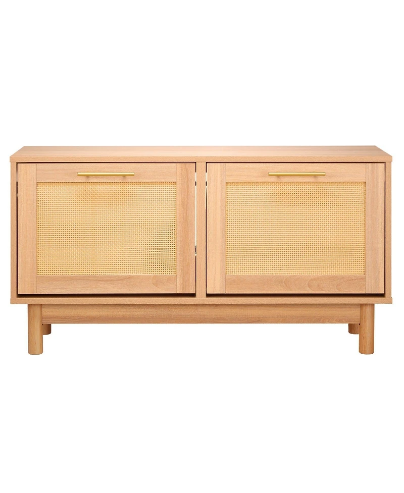 Slickblue Entryway Shoe Storage Bench with Flip Drawer, Rattan-Like Rack 39.4 x 11.8 x 20.9 Inch