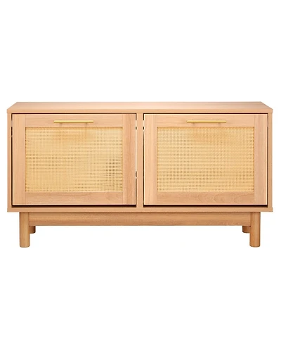 Slickblue Entryway Shoe Storage Bench with Flip Drawer, Rattan-Like Rack 39.4 x 11.8 x 20.9 Inch