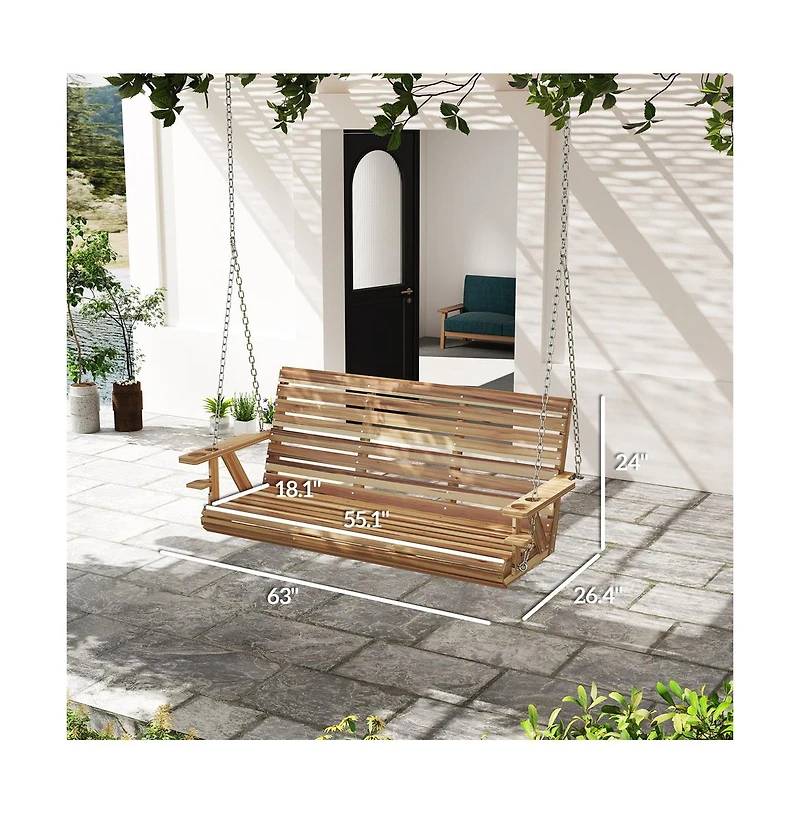 Slickblue All-Weather Patio Swing for Porch, Garden, or Deck