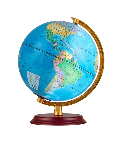 Mecale 8 Inch Illuminated World Globe Night Light up Globe Lamp with Wooden Stand and Hd Map