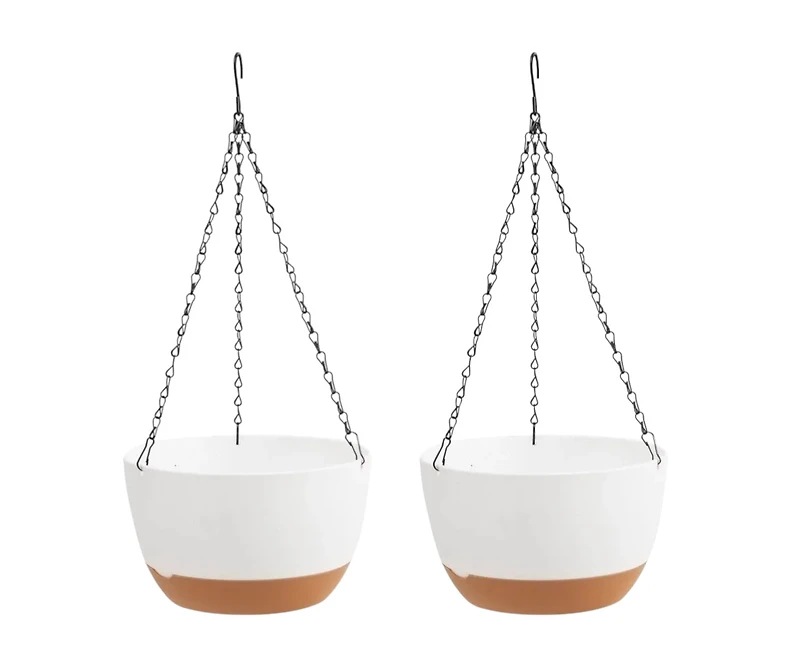 Set of 2 Hanging 10" Self-Watering Flower Pots for Indoor and Outdoor Use